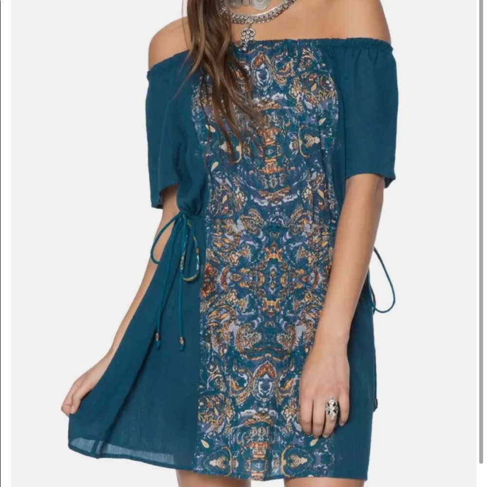 O’Neill ‘Rae’ off the shoulder blue sapphire dress XS